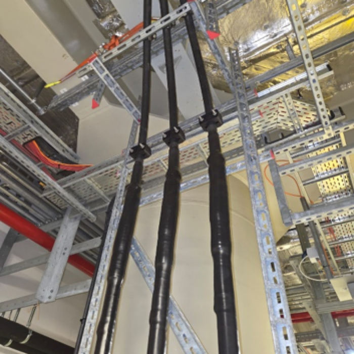 Cable cores routed and cleated